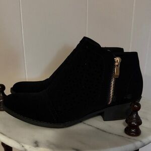 TOP Moda Black Ankle Booties with Gold Accent